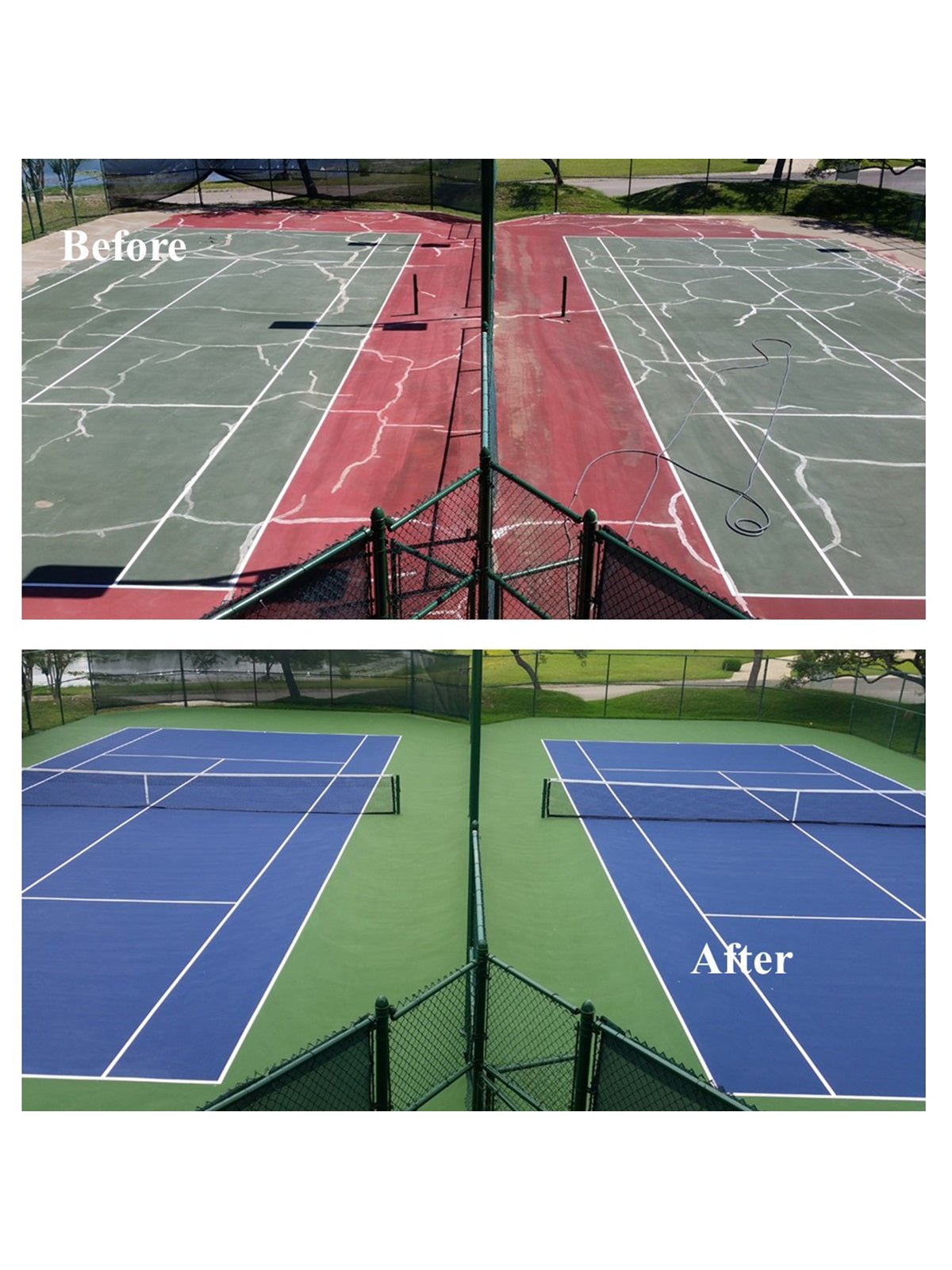 Pickleball Court Surface & Paint Packag - Green Net Posts