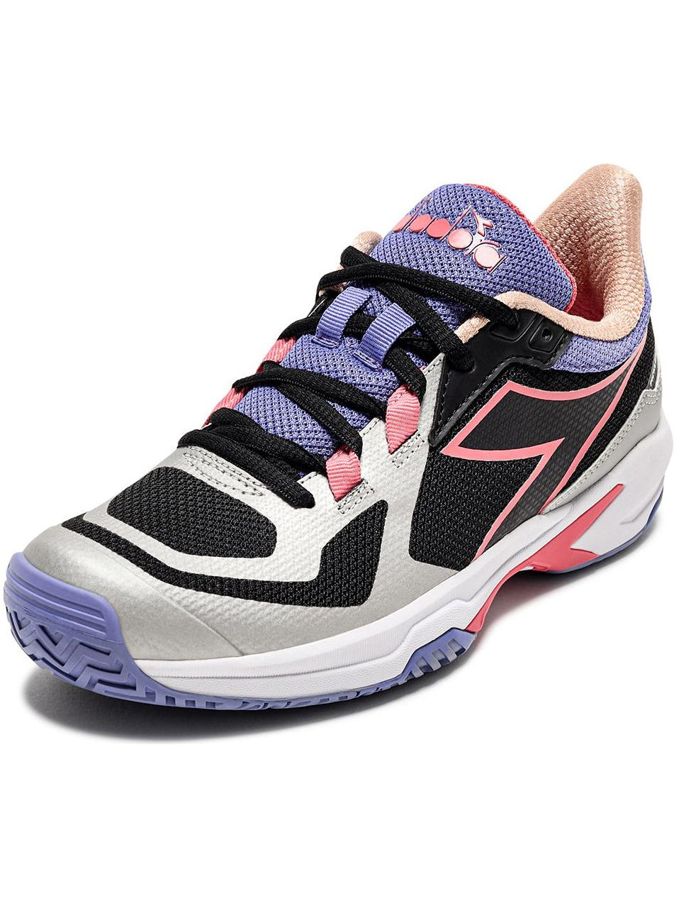 Diadora Women's Trofeo 2 All Ground Pickleball Shoes (Black/Calypso Coral)