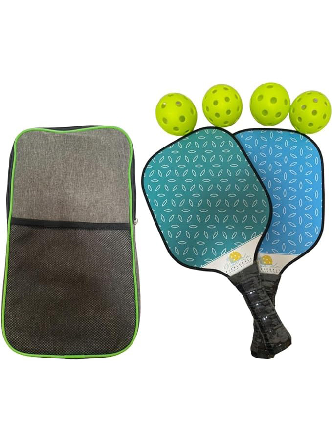 Viva La Pickleball Pickle Dill Pickleball Paddle Doubles Bundle with Carrying Case and Balls