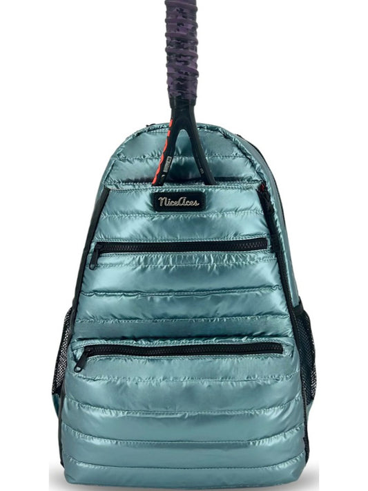 NiceAces Neon Ultra-Lite Tennis & Pickleball Puffer Backpack (Turquoise)