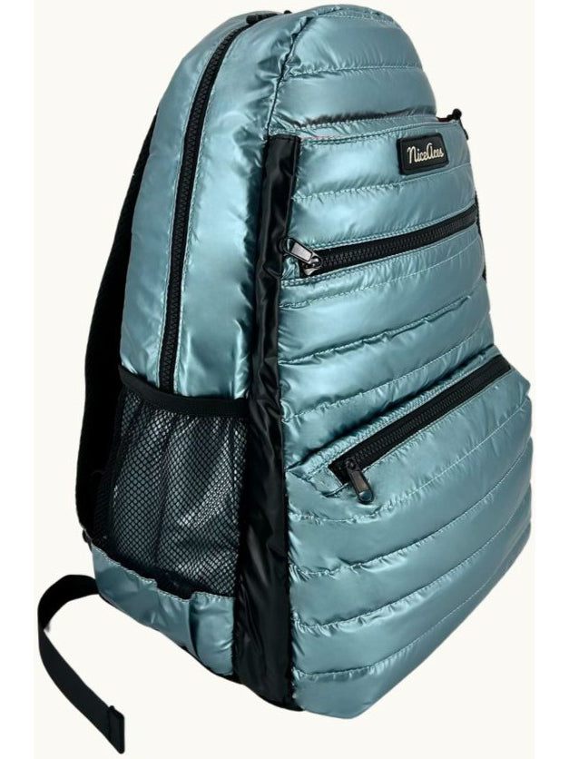 NiceAces Neon Ultra-Lite Tennis & Pickleball Puffer Backpack (Turquoise)