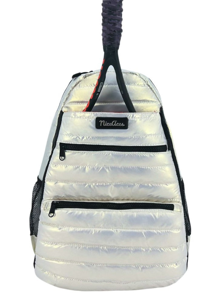 NiceAces Neon Ultra-Lite Tennis & Pickleball Puffer Backpack (Pearlescent)