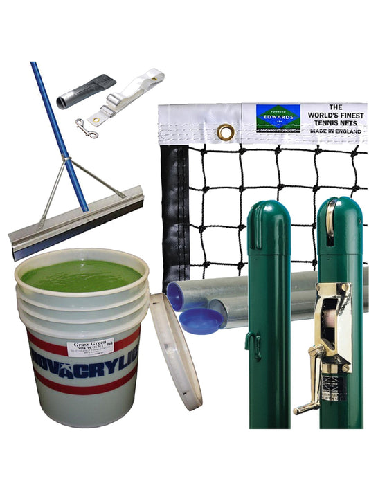 Pickleball Court Surface & Paint Packag - Green Net Posts