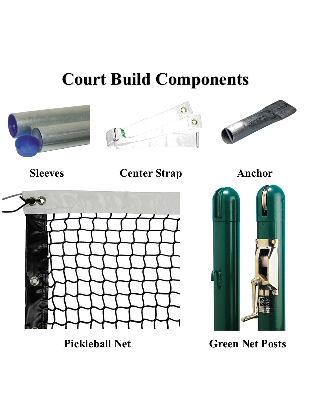 Pickleball Court Surface & Paint Packag - Green Net Posts