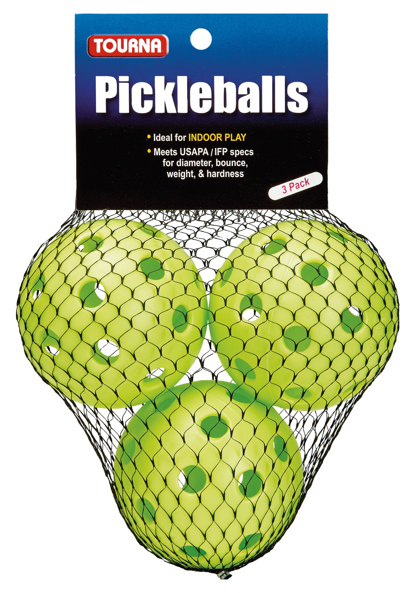 Tourna Indoor Lime Green Pickleballs (3-Pack)