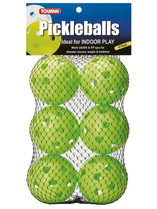 Tourna Indoor Lime Green Pickleballs (6-Pack)